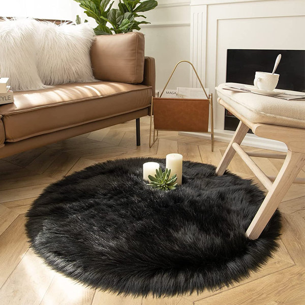 Mercer41 Black Round Rug For Bedroom, Fluffy Circle Rug Wayfair Canada
